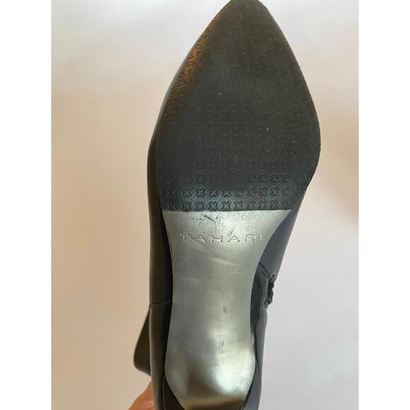 Tahari Black Leather Ankle Boot Heeled Studded Size 7M - Picture 9 of 10